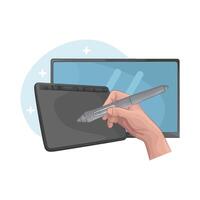 drawing on a tablet vector