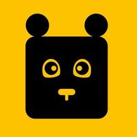 editable puppy face icon logo with yellow background vector