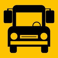 editable school bus icon logo with yellow background vector