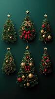 Festive christmas tree decorations with ornaments and bows photo