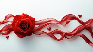 Red rose and ribbon creating a romantic valentine's day scene photo
