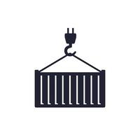 container and crane icon on white vector