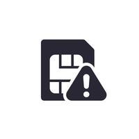 SIM card error icon, warning pictogram vector