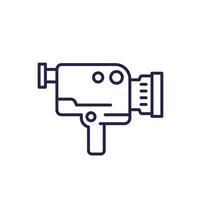 camcorder icon, retro camera line vector