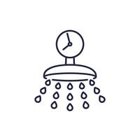 shower time line icon with a showerhead and clock vector