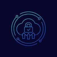 upload to secure cloud icon, linear design vector
