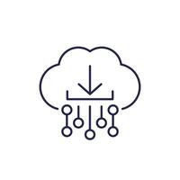 Download icon with a cloud, line vector