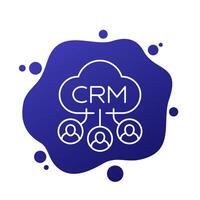CRM line icon with customers, vector
