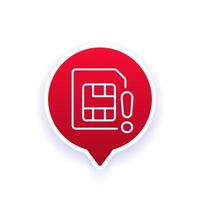 SIM card error icon, line design vector
