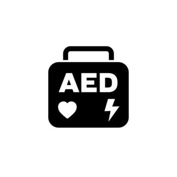 AED icon, automated external defibrillator bag vector