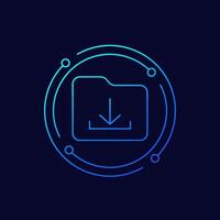 Download folder icon, linear design vector