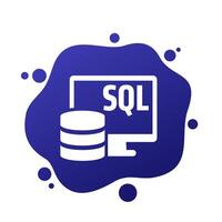 SQL icon with a database and computer vector