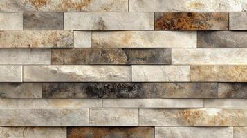 Modern stone cladding creating textured wall with natural colors photo