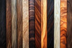 Different types of wood forming a textured background with various colors and patterns photo