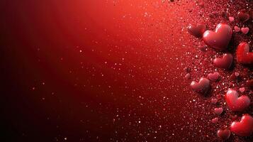 Red hearts hanging on branches creating a romantic valentine's day background photo