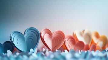 Row of paper hearts creating romantic atmosphere photo