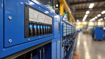Electrical control panel displaying information and settings in industrial facility photo