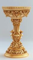Golden ornate pedestal showcasing exquisite craftsmanship and elegance photo