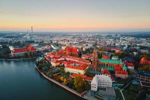 Aerial view of Wroclaw cityscape panorama in Poland photo