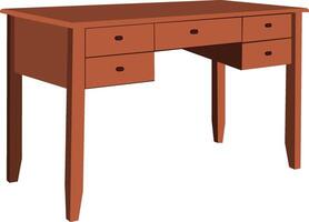 An old desk with three drawers vector