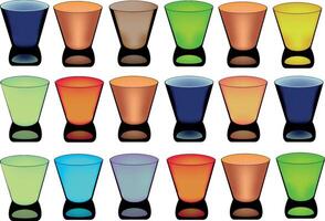 A set of colored shot glasses vector