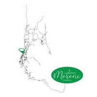 Moroni Comoros,detail Streets Roads Map with location pin, illustration element image vector