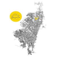 Bogota, Colombia,detail Streets Roads Map with location pin, illustration element image vector