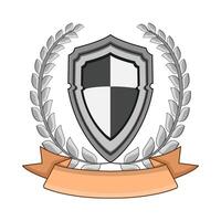 illustration of shield with laurel wreath and ribbon vector