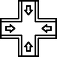 Four Way Intersection Line Icon vector