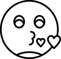 Kissing Face with Smiling Line Icon vector