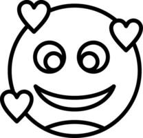Smiling Face with Hearts Line Icon vector
