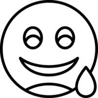 Grinning Face with Sweat Line Icon vector