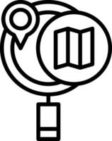 icono de línea de mapa de búsqueda vector