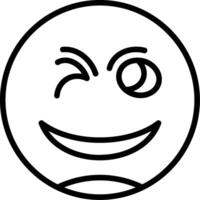 Winking Face Line Icon vector