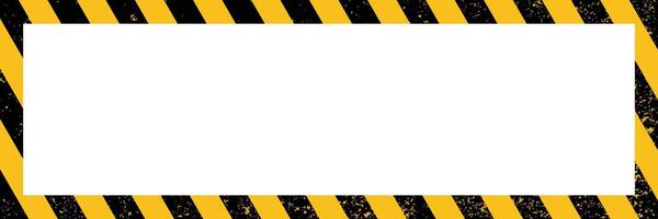 Empty white space bordered by textured yellow and black caution stripes. Warning frame grunge diagonal stripes. vector