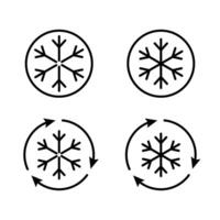 Snowflake icons for cold or temperature control. Freezing flat icon. vector