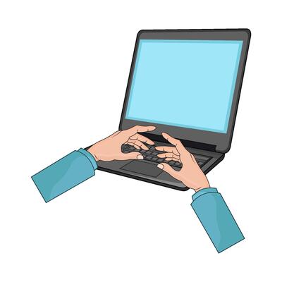 illustration of hands laptop