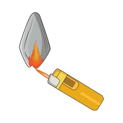 gas lighter burn the cloth