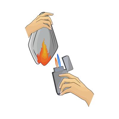 gas lighter burn the tissue