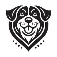 A cheerful, black and white cartoon dog illustration. vector