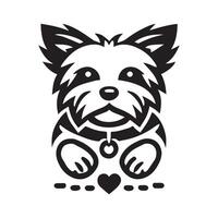 A captivating black and white profile portrait of a dog, perfect vector