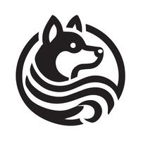 Friendly Dog Portrait in Simple Black and White Style vector
