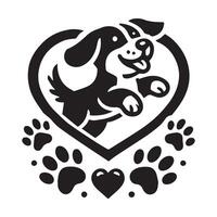 Friendly Dog Portrait in Simple Black and White Style icon vector