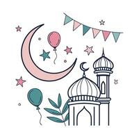 Islamic Mosque with Crescent Moon and Star icon vector