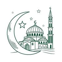 Islamic Mosque and Crescent Moon Design symbol vector