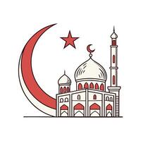 Islamic Mosque Silhouette with Crescent Moon vector