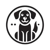 A playful, black and white illustration of a dog's head in profile view. icon vector