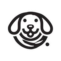 A stylized, black and white graphic of a happy dog vector
