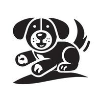 Friendly dog logo with paw prints in a circular design. vector