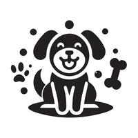 Stylish Black and White Dog Silhouette in Circle vector